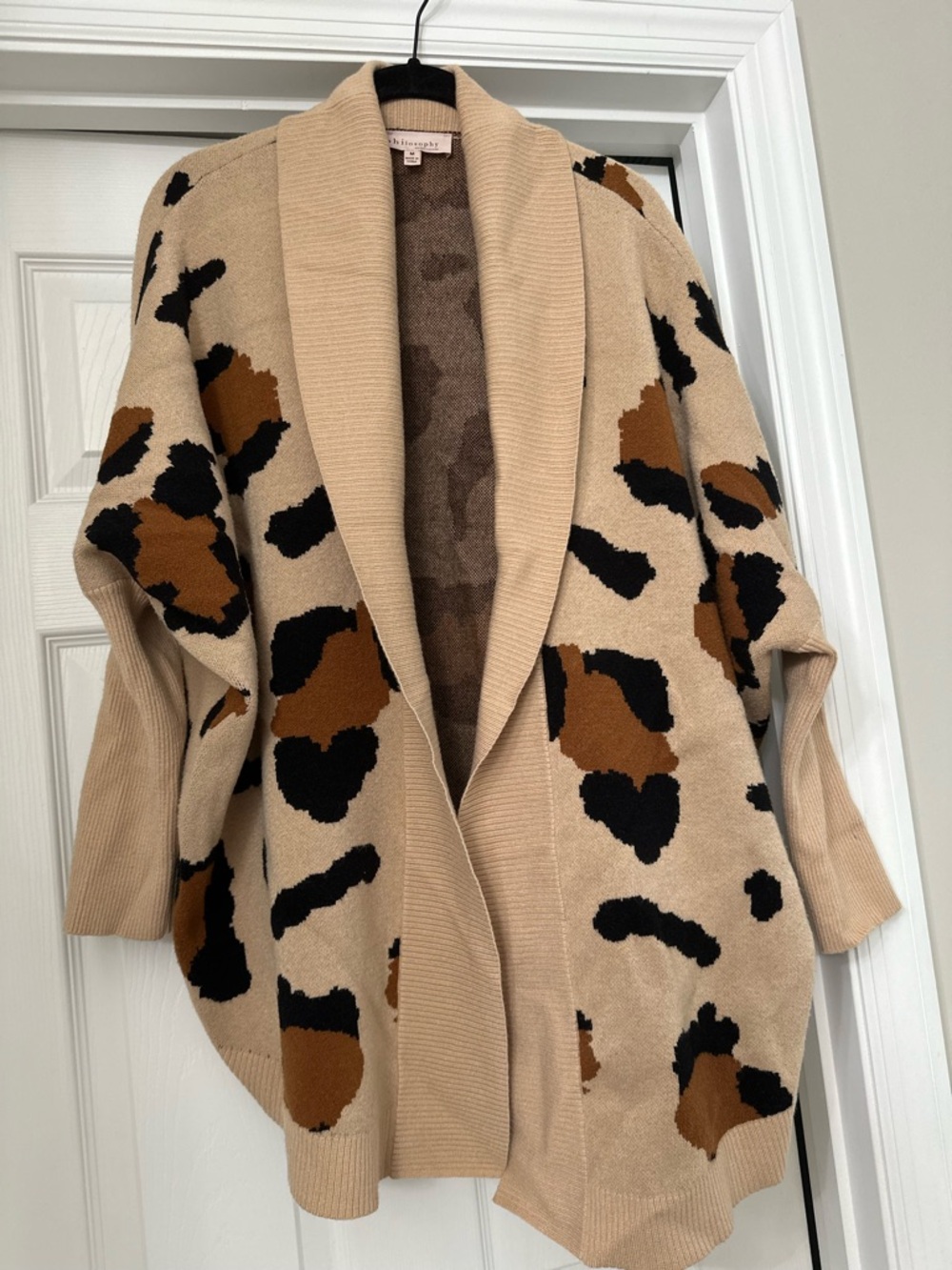 Philosophy Beige Ribbed Shawl Collar Cardigan